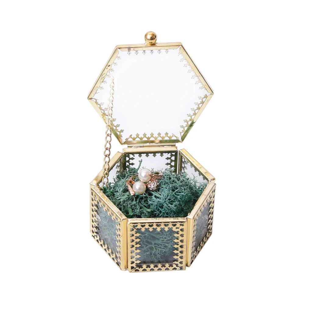 

blesiya Clear Glass Keepsake Display Gift Decorative Storage Trinkets Box