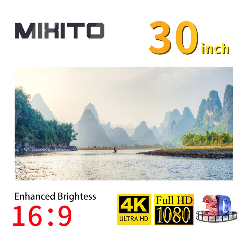 MIXITO 16:9 проектор простые шторы 72 60 50 40 30 дюймов Анти светильник экран для дома