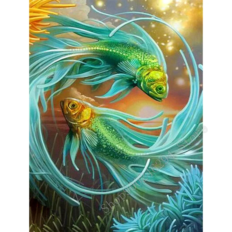 Алмазная картина Love Fish 5d алмазная вышивка мультяшная мозаика крестиком