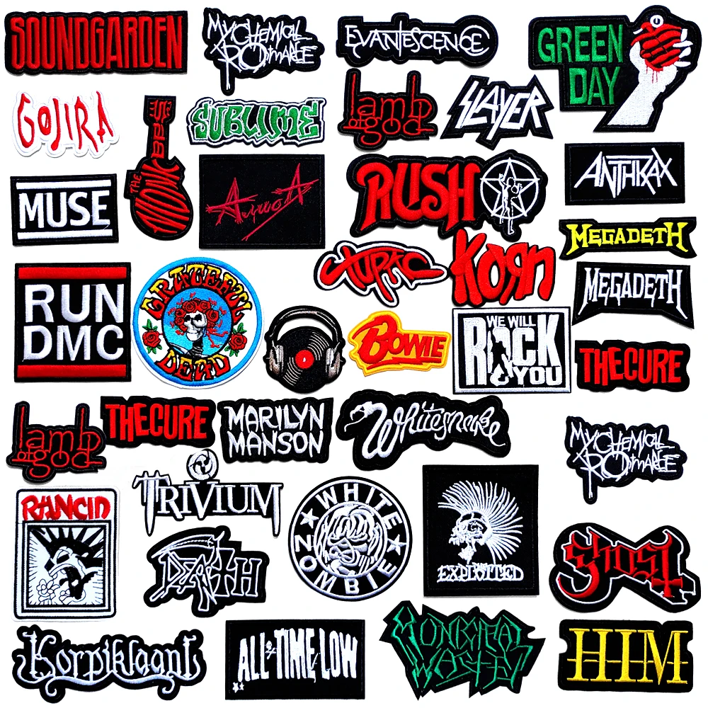 Музыкальные нашивки группы ROCK Parche термоклейкие значки полосатая вышитая