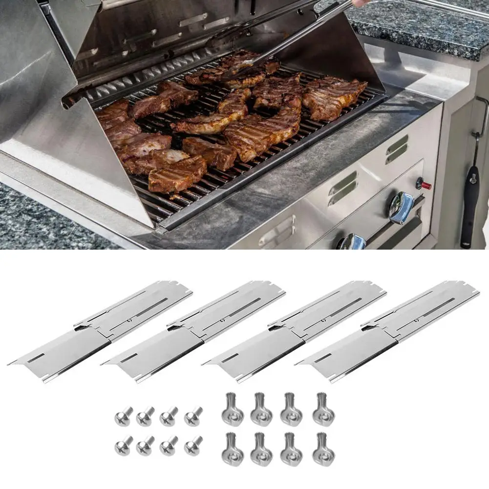 

4Pcs Adjustable Stainless Steel Grill Heat Plate Pad BBQ Baking Kitchen Supplies odorless safe BBQ Accessories