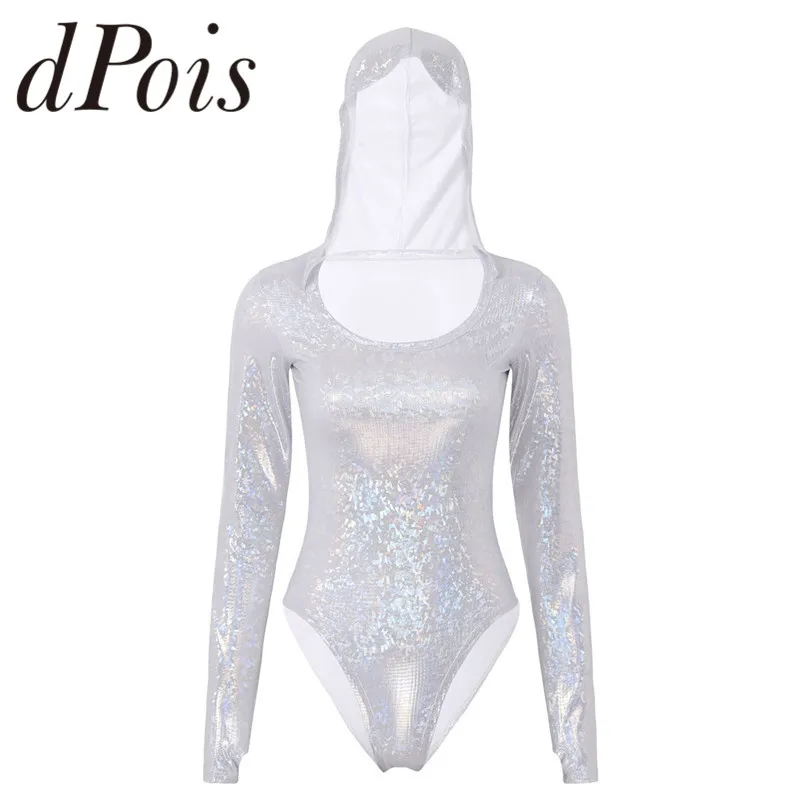 Женский цельный купальник блестящая голограмма металлический круглый вырез