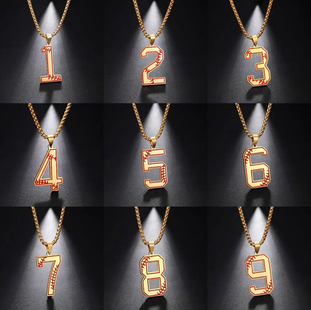 Цепочка с подвеской в виде Бейсбольного Номера для мужчин 0-9 | Украшения и