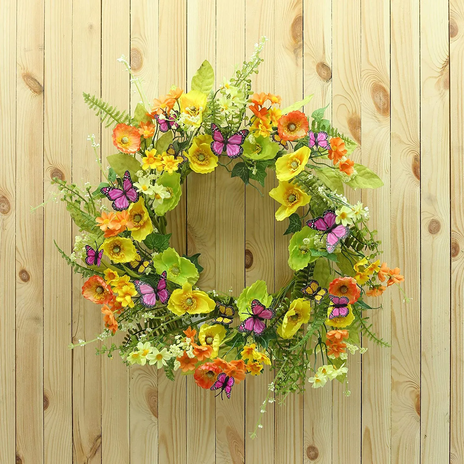 

18 Inch Simulation Spring Wreath Wall Hanging Door Hanging Decoration Artificial Flower Ring Farmhouse Festive Party Supplies