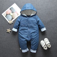 winter warm baby clothes thicken plush romper for newborn infant hooded jumpsuit outwear coat kids toddler one piece clothiing