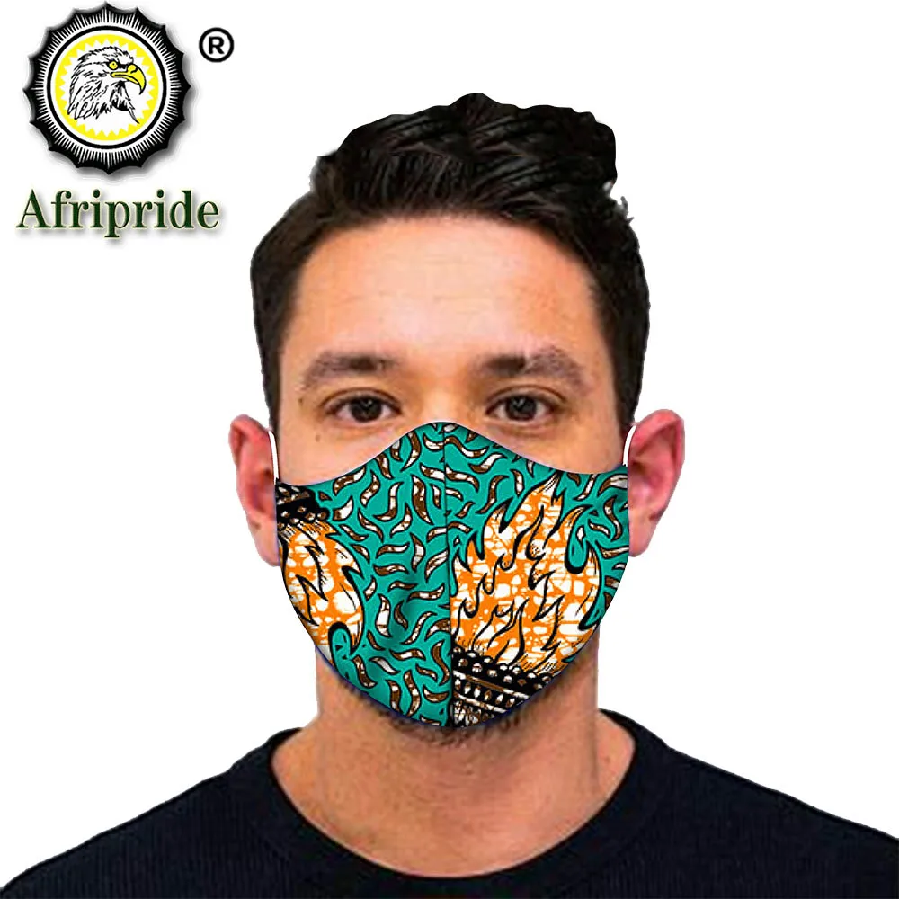 

African Fabric Mask for Men Scarf Headwraps Fashion Ankara Print Cotton Bonnet Line Hair Reversible Match Print Wax Batik