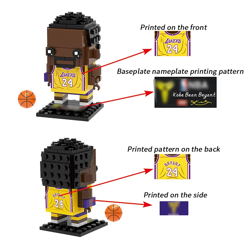Баскетбольные спортивные фигурки kobe bryant brick heads совместимые с Brickheadz строительные
