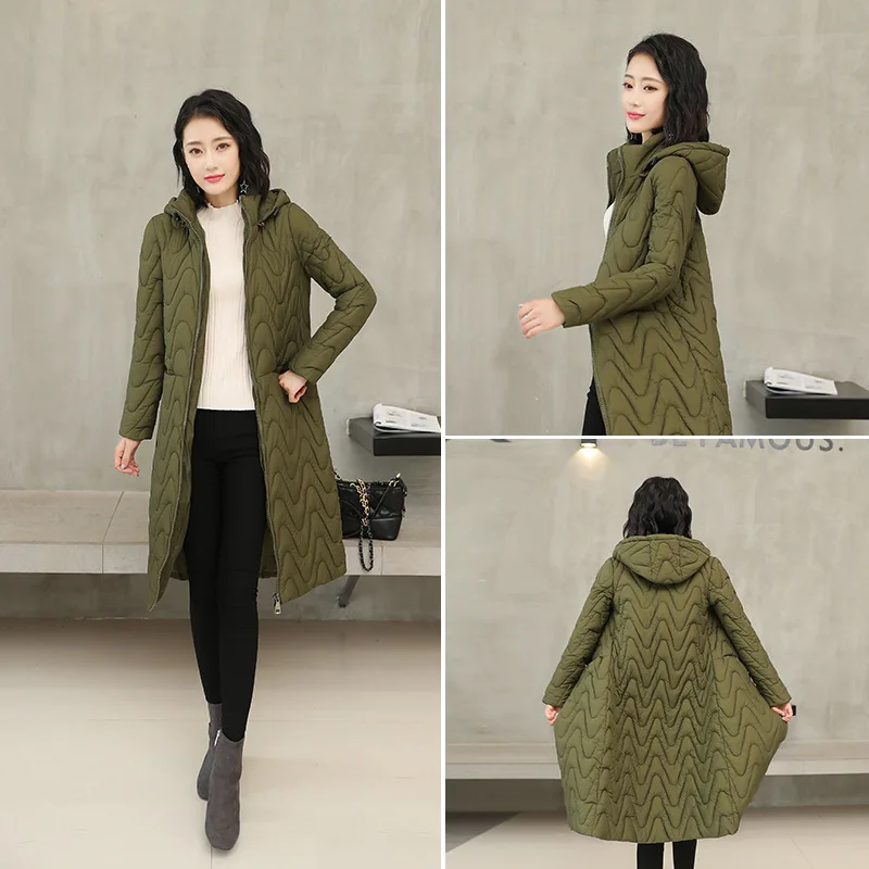 Лидер продаж женская зимняя куртка выше колена новая модная Корейская версия с