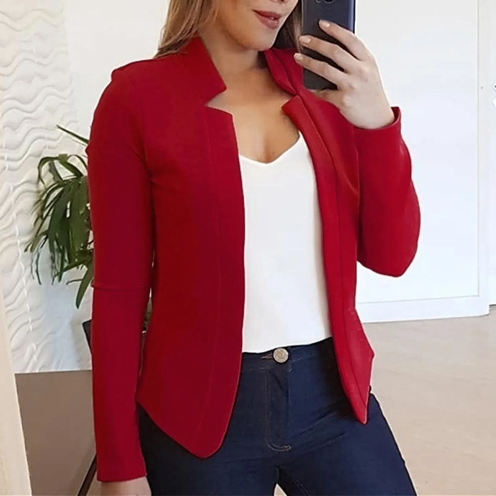 

New Women Blazer Thin Long Sleeve Blazer Solid Color Office Lady Suit Coat 2021 Fashion Women Basic Coats Autumn Chaquetas Mujer