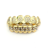 new fashion hip hop gold silver colour iced out cz teeth grillz top bottom men women jewelry grillz dental grills body jewelry