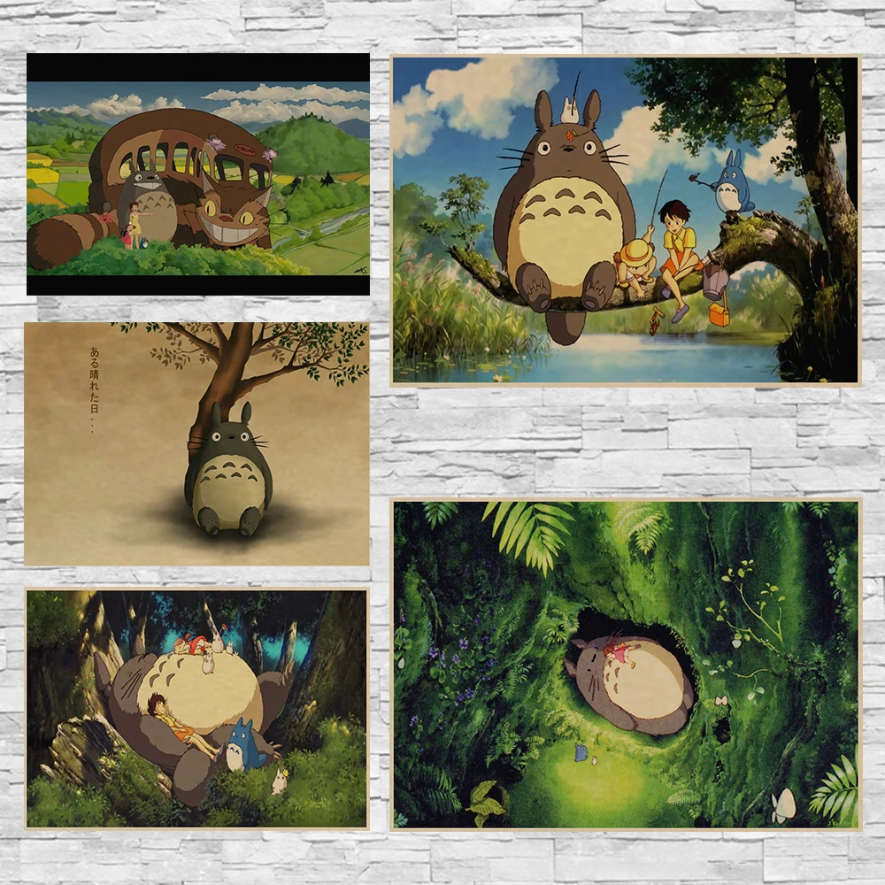 

Hayao Miyazaki Cartoon Totoro Classic Childhood Forever Posters Kraft Poster Wall Sticker Poster Home Bar Decor poster