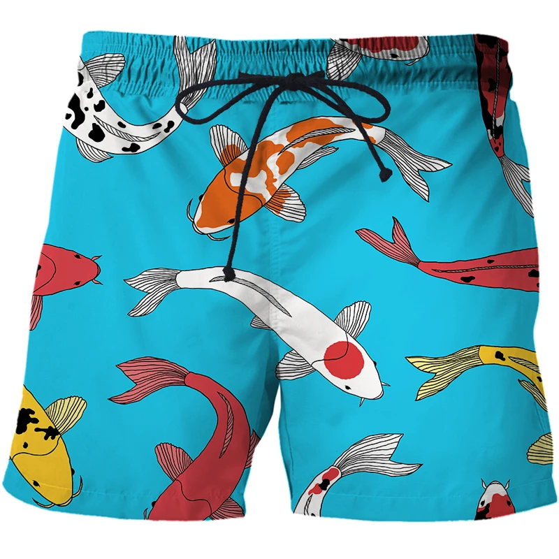 Summer Fashion Koi pattern Cool 3D Print Sexy Siwmwear Men Shorts Beach Pants Board Briefs for Man Swim Trunks Shorts Beachwear