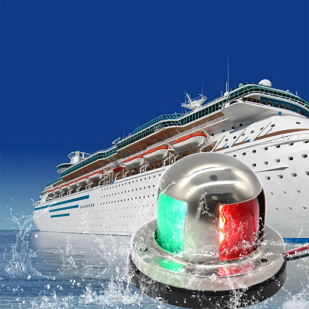 

1pcs 12V 4W 316 Stainless Steel Waterproof Marine Boat Yacht 8LED Navigation Light Lamp Red And Green Bow Lights Deck Mount