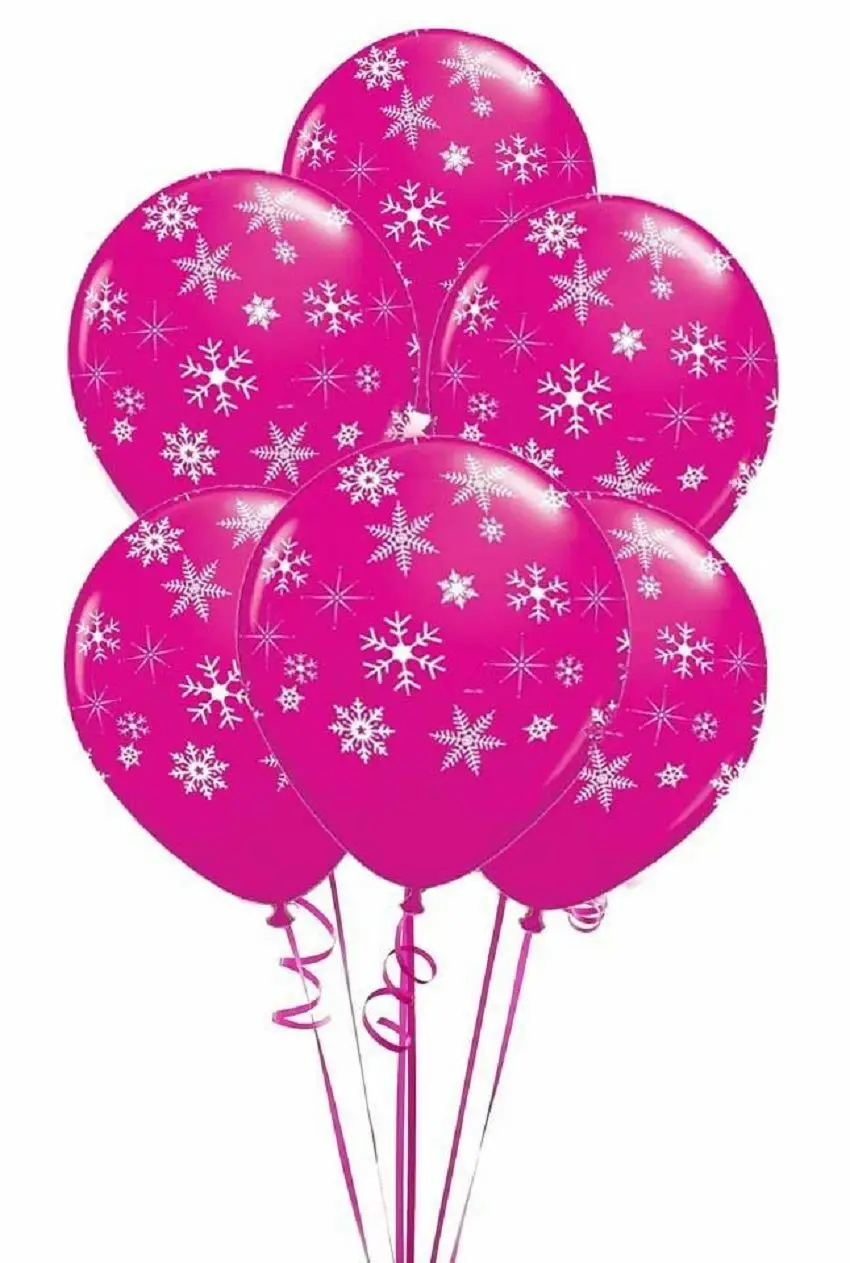 

25 pcs 12" Pink Snowflakes & Sparkles Balloons Birthday Party Decoration