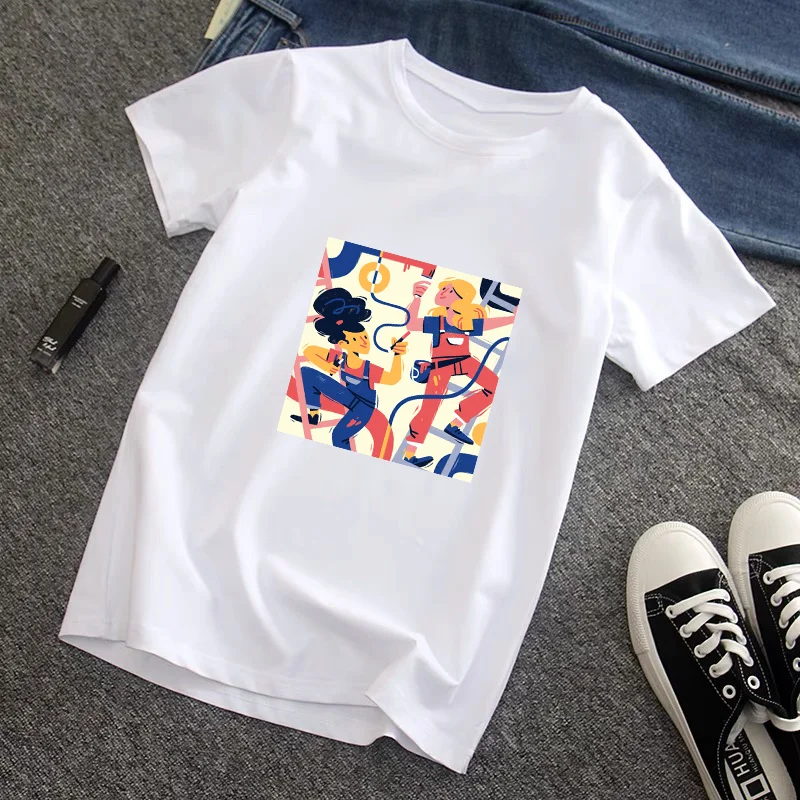 

New Abstract Painting T Shirt Women Kawaii Top Cartoon Graphic Tees Funny Harajuku T-shirt Unisex Fashion Tshirt Female