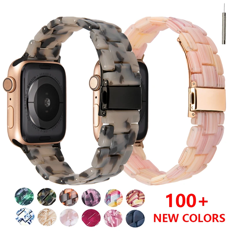 

Resin Strap for apple watch band 44mm 40mm 45mm 41mm 38mm 42mm bracelet correa iWatch series 3 4 5 6 se 7 Replacement Watchband