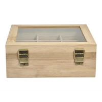 tea organizer large wooden tea organizer box bamboo tea storage chest 9 divided sections with easy view clear window top