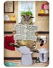 Жестяной знак, забавная кошка, газета для чтения на унитазе, подходит для дома, бара, кофейни, настенное украшение, алюминиевый металлический знак