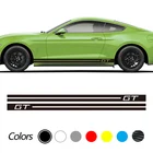 Автомобильный Стайлинг углеродное волокно виниловая наклейка дверь GT логотип полосатая боковая юбка Гонки Спорт тела наклейка для Ford Mustang 2009-2019