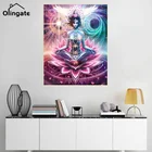Винтажный холщовый постер Будды для женщин, портрет в ретро-стиле, Настенная картина с цветочным рисунком, цельный холщовый постер, Декор для дома, гостиной