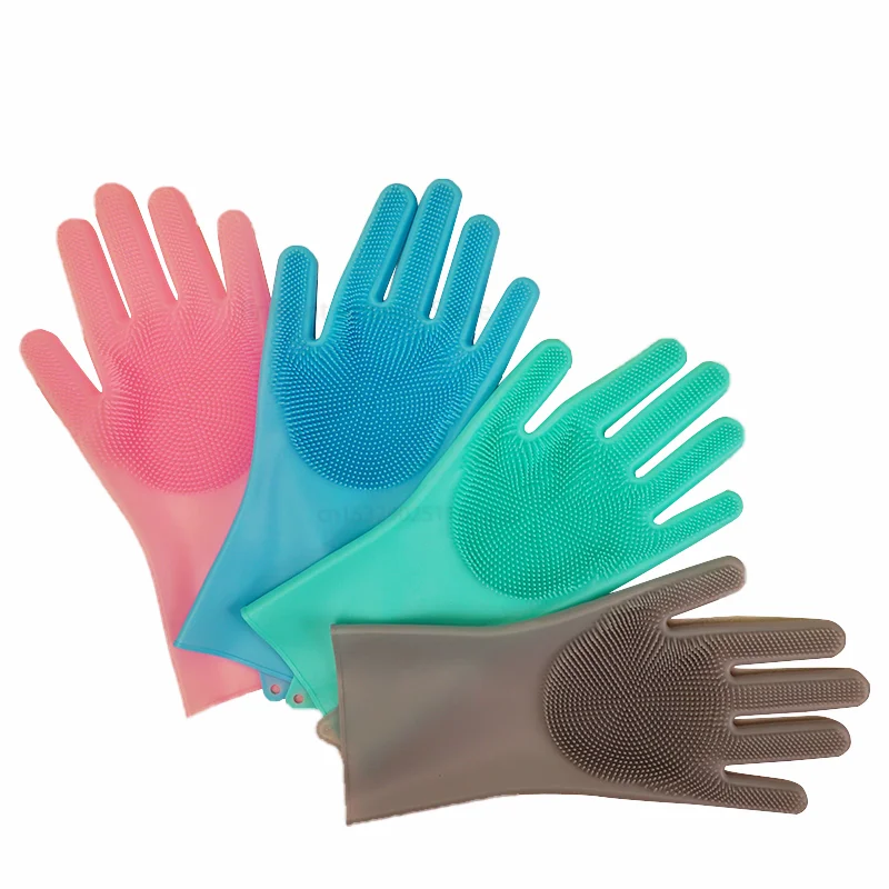 

1 пара магия силикона посудомоечный скребок губка для мытья посуды резиновые скраб перчатки Кухня очистки высокого качества