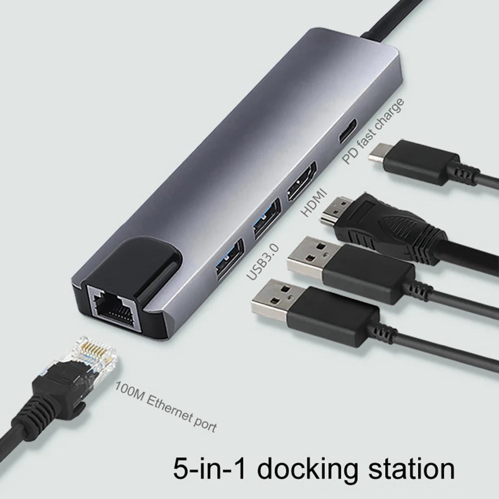 5 в 1 концентратор USB Type C HDMI-совместимый мультипортовый адаптер с выходом 3 0 2 RJ45