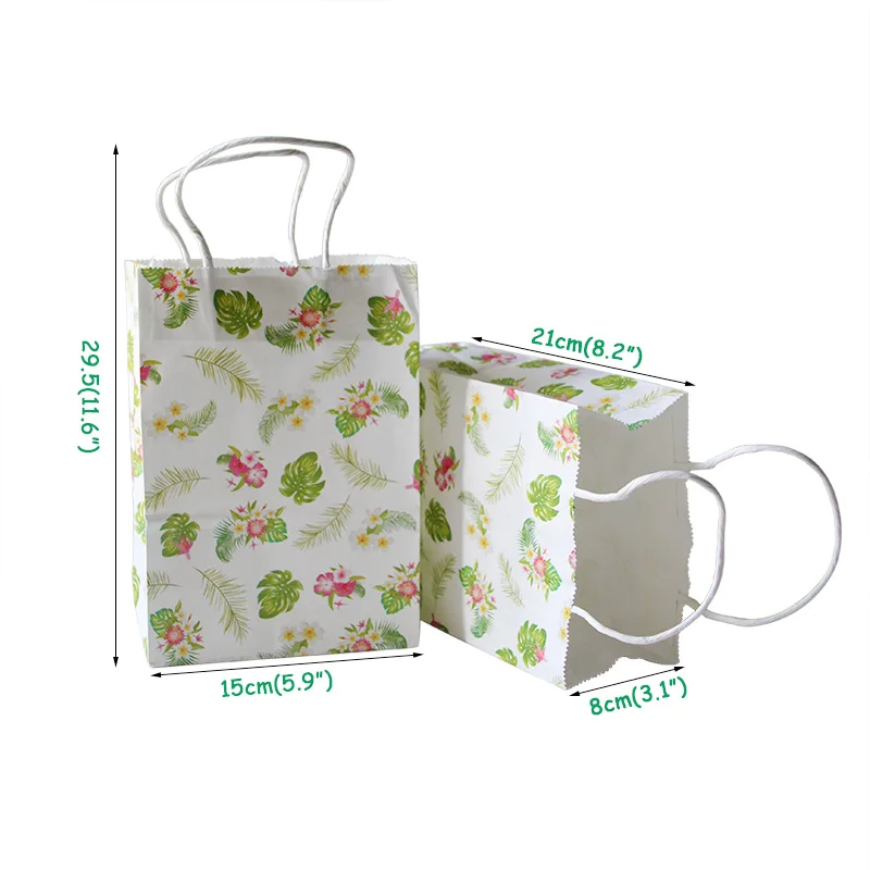 6pcs candy bag Гавайские украшения для Гавайской вечеринки Фламинго тропический листья пальмы посуда бумажные тарелки чашки ананас летний декор для вечеринки в честь Дня Рождения - Цвет: 6pcs candy bag