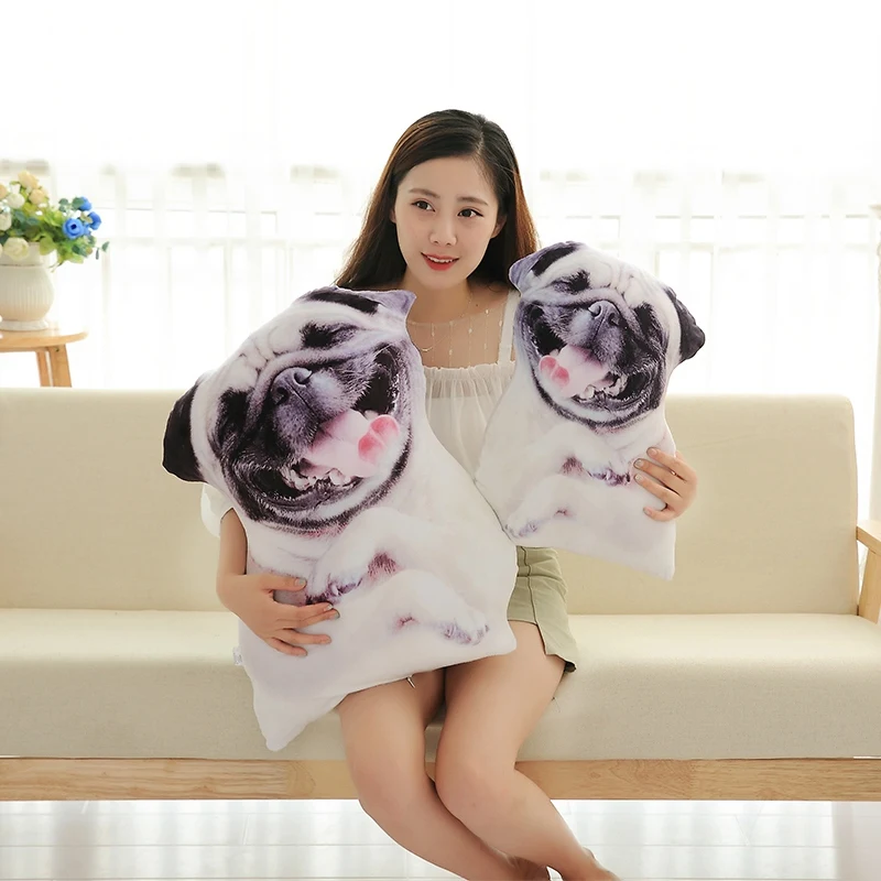 

45~75cm Sitting Dog Printing Plush Pillow Lifelike Shepherd Husky Hound Shar Pei Spotty Dog Stuffed Throw Pillow for Sofa Chair