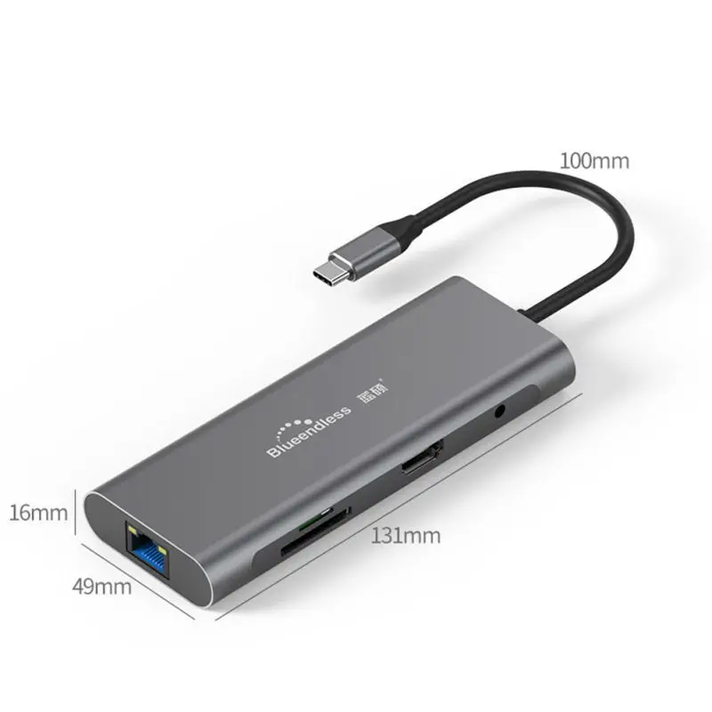 

USB C For Hdmi VGA Ethernet Adapter Multi-function Hub 4K HD USB 3.0 Hub 9-in-1 Docking Station universal usb hub