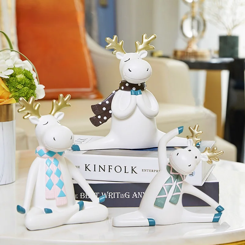 

Nordic Meditation Figurine Creativity Funny Cute Aesthetic Miniatures Living Room Ornaments Miniaturas Home Accessories DK50FM