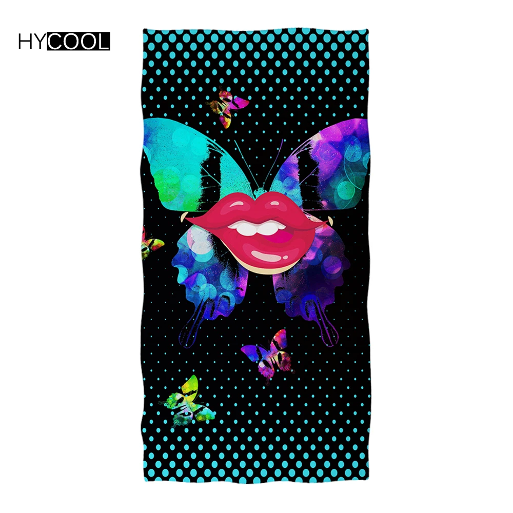 

Art Colorful Lips With Dot Print ath Towel Bathroom Colorful Flower Beach Towel for Adult Girly Microfiber Shower Tower Toallas