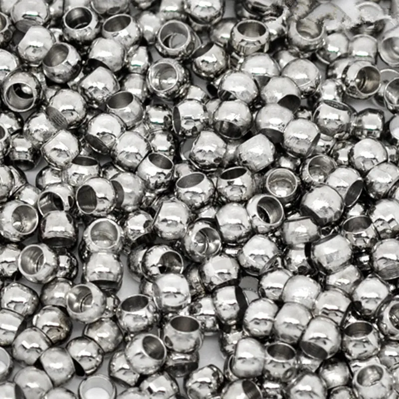 Медные Обжимные бусины DoreenBeads круглые винтажные Серебристые для