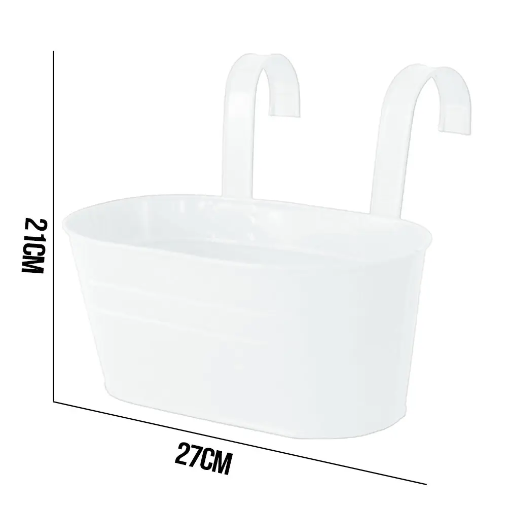 

1 Pcs Hanging Flower Tub Solid Color Metal Iron Balcony Garden Plant Planter With Detachable Hook Home Decor Gardening Supplies