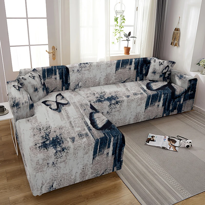 

Colorful Butterflies Sofa Cover Corner Sofa Covers for Living Room Elastic Spandex Cushion Cover Stretch Slipcovers Shape Sofa