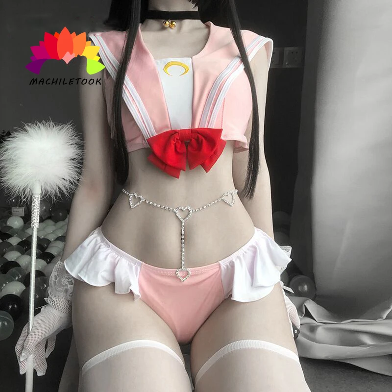 Пикантная Пижама Сейлор Мун тонкий комплект с бюстгальтером шорты высокой