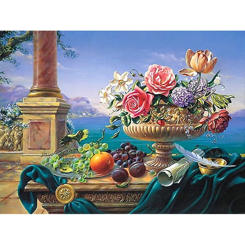 Ручной работы пейзаж фруктов и цветов по оптовой цене рукоделие Алмазная вышивка