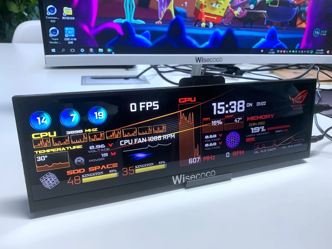 Wisecoco 12.6 Inch Touch Monitor Long Strip Display 1920*515 Aida64 Advertising Screen With Case NV126B5M-N41 IPS Displays - купить по