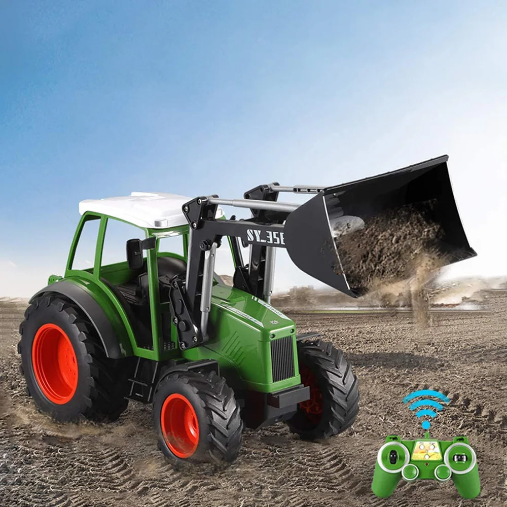 Enlarge Remote Control Tractor Farmer Trucks Vehicles Raise Lower Dirt Sand Weeds Irrigation Modern Agriculture Toys for Age 6-8