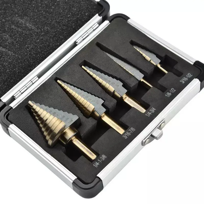 

5pcs high speed steel step drill inch thin plate punching multi-purpose pagoda drill hole tool