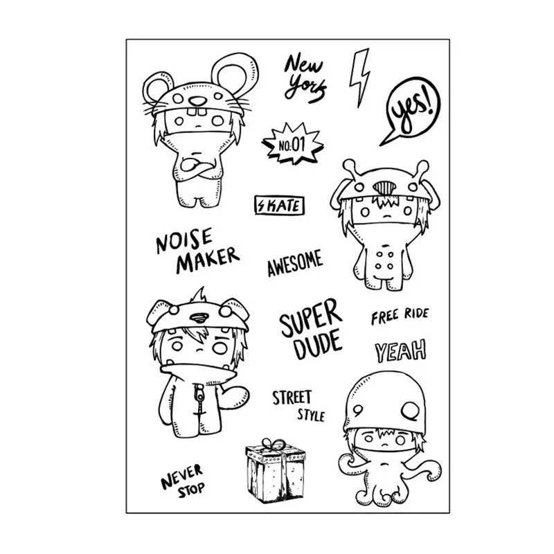

Cartoon Monster Character Silicone Seal Stencil Poster Making Postercard Album Clear Stamp Transparent For Scrapbooking DIY