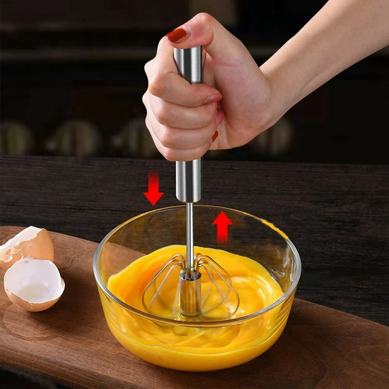 

Semi Automatic Stainless Whisks Hand Push Egg Beater Whip Milk Mixer Easy Use