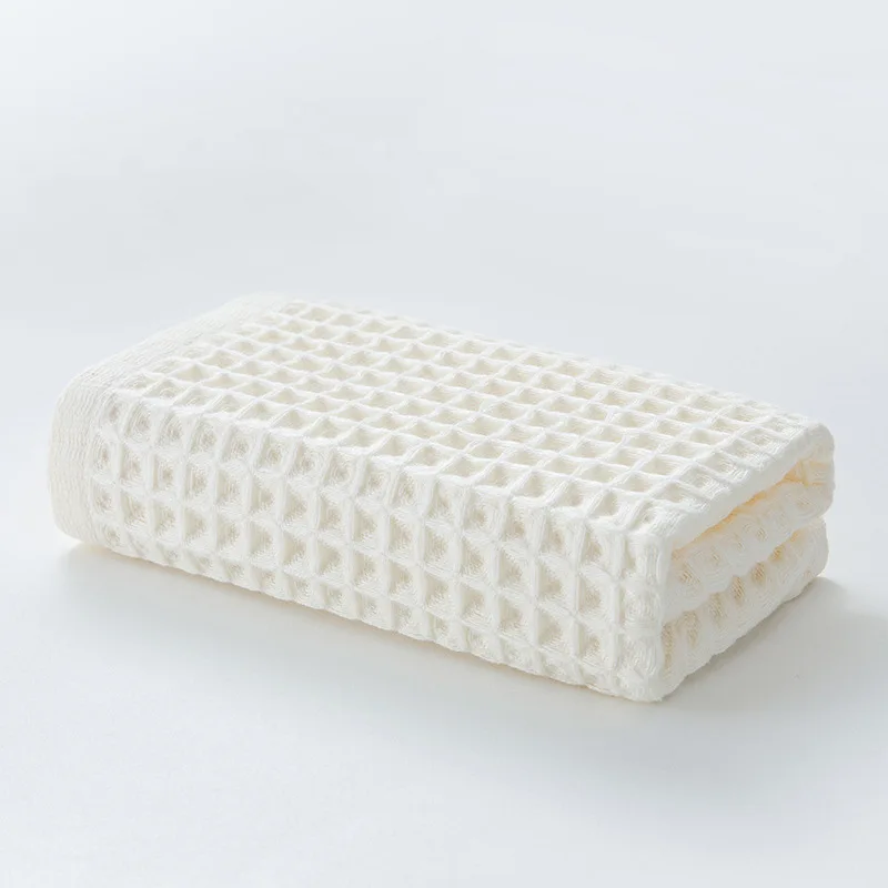 Beige 4PCS Cotton Waffle Hand Towels For Adults Plain Washcloth Face Care Bathroom Cotton Waffle Towel 34.5x74cm - Цвет: Beige
