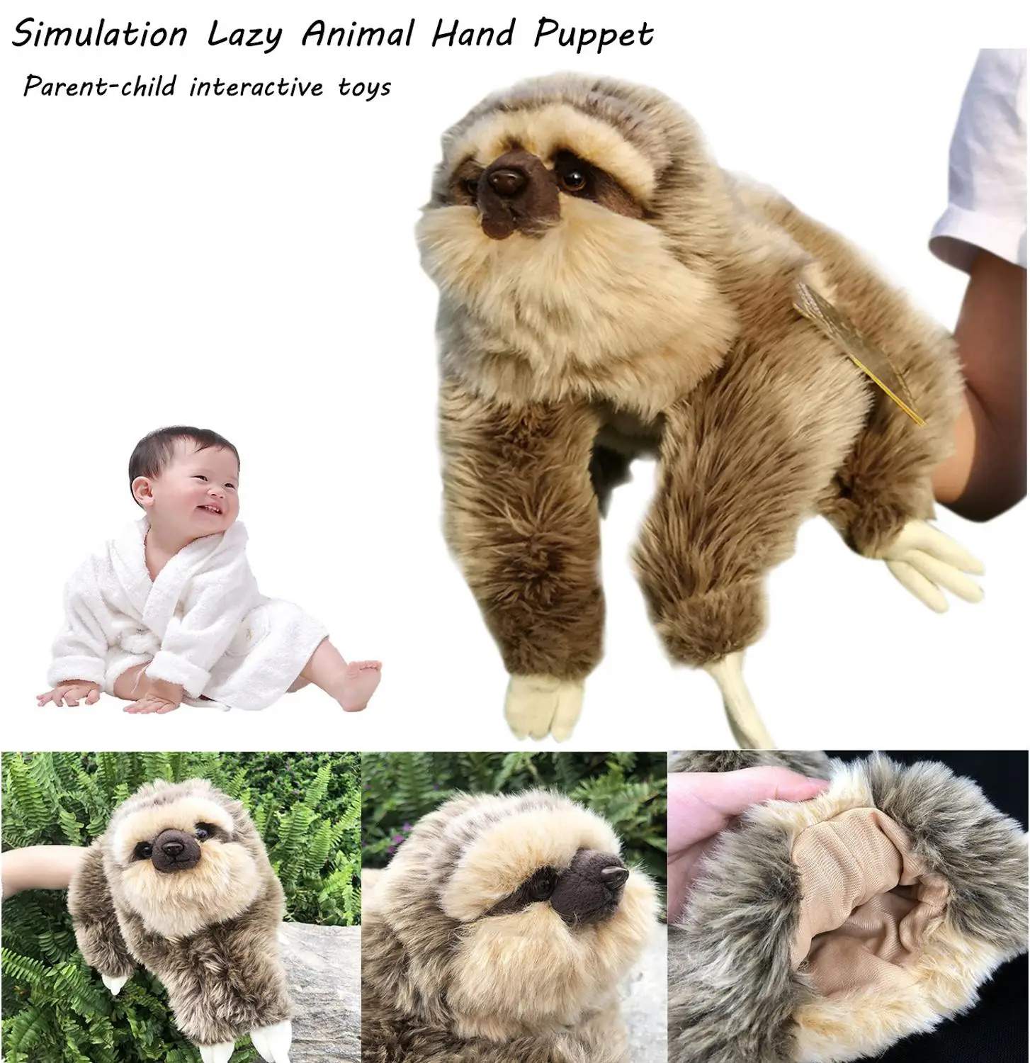 

Animal Hand Puppet Marioneta Puppet Dolls Plush Sloth Hand Doll Learning Baby Toys Puppets Kids Birthday Gifts