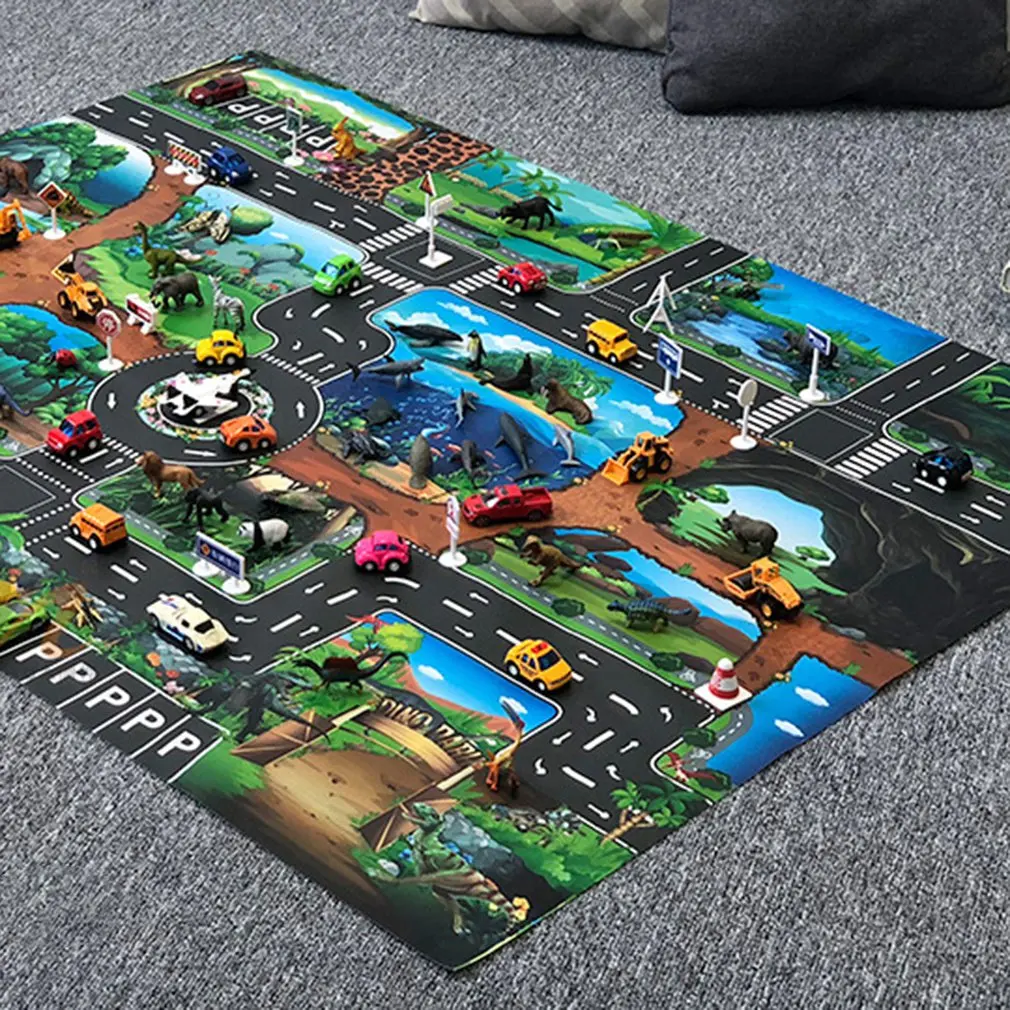 

Childrens Toys Carry Game Pad 130x100/83x57cm Dinosaur World Traffic Parking Lot Funny Novelty Kids Toys