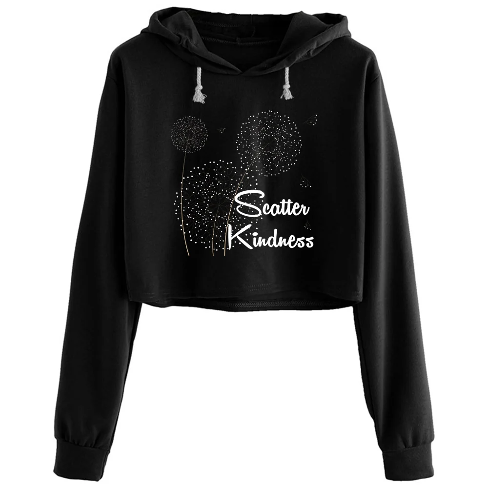 

Scatter Kindness Crop Hoodies Women Korean Y2k Kawaii Goth Pullover For Girls