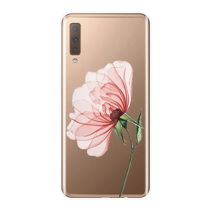Чехол для Samsung Galaxy A6 A8 Plus 2018 A5 A7 силиконовый чехол с розовыми цветами A3 2016 2017