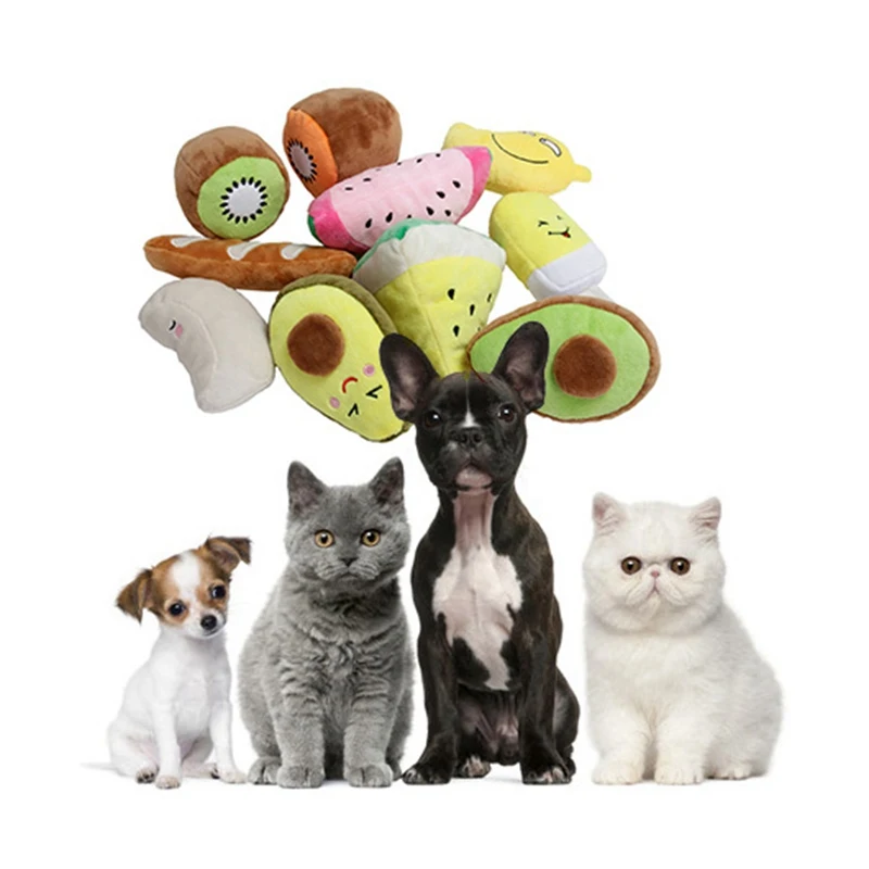 Plush Fruit Shaped Squeaky Dog Toy for Teeth Cleaning and Stress Relief image 5