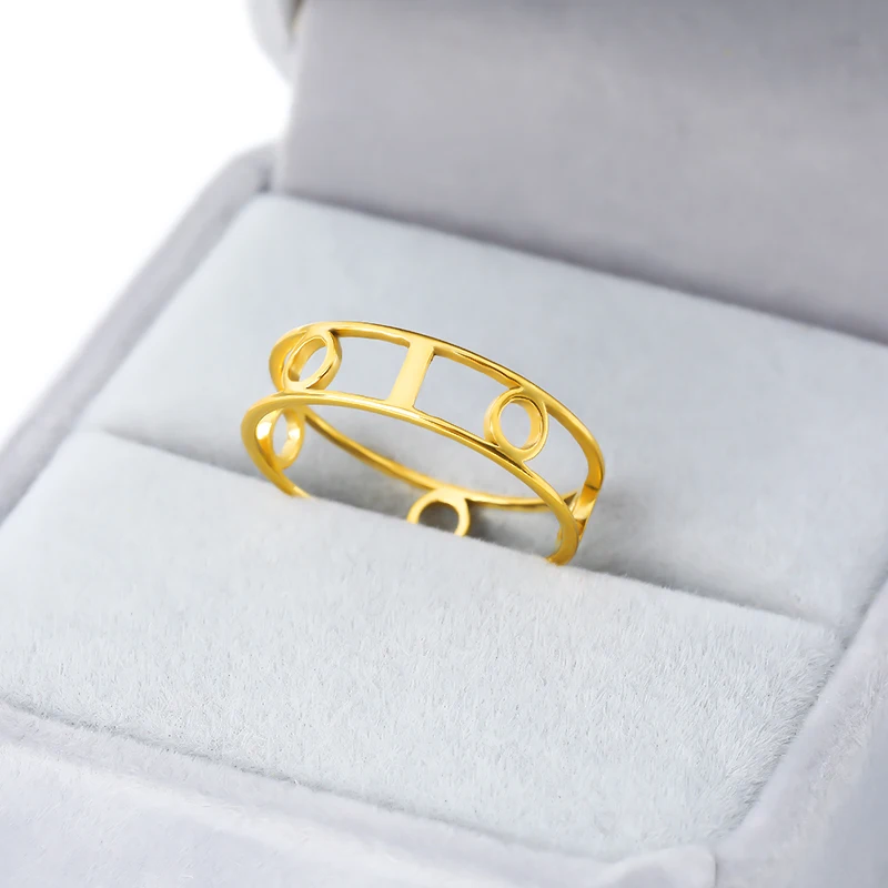 Полые кольца для мужчин и женщин с тремя кольцами Золотое кольцо из нержавеющей
