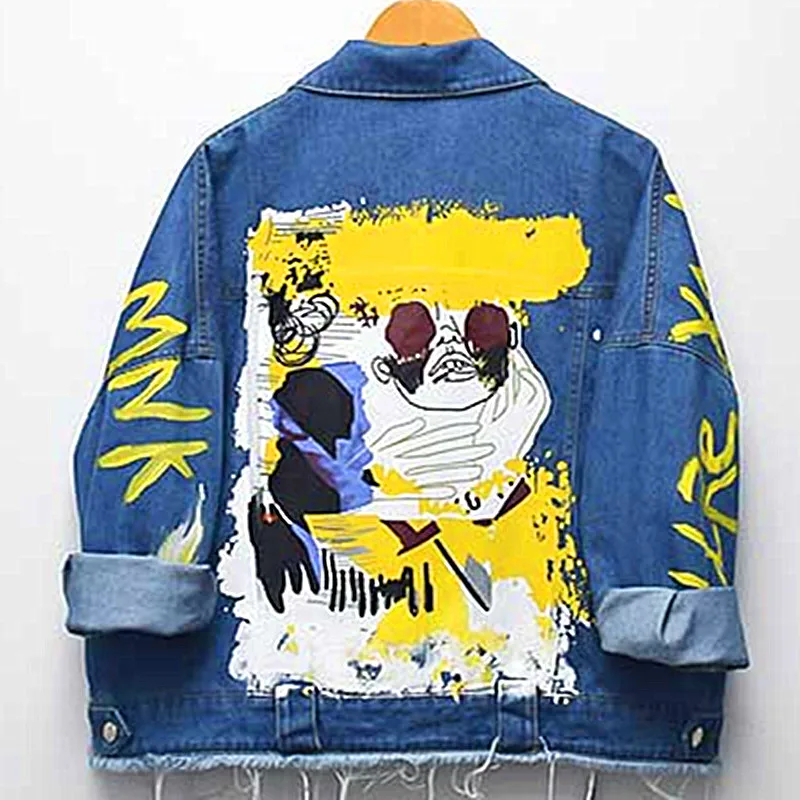 Джинсовые короткие джинсы деним куртка Женская Плюс Размер синий Повседневная