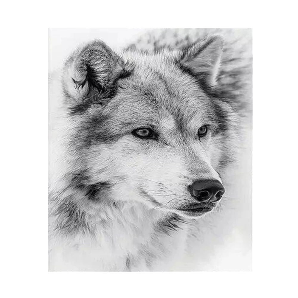 

Modern Minimalism Style And White Cool Wolf Poster Animal Canvas Painting Prints Wall Picture For Living Room Frameless Decor